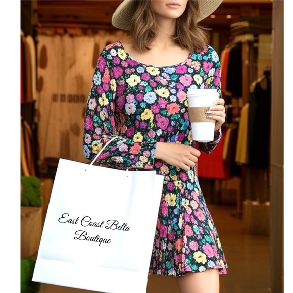 HAPTICS Feeling Bold Navy Floral Challis Woven Romper Long Sleeve Large - Picture 14 of 15